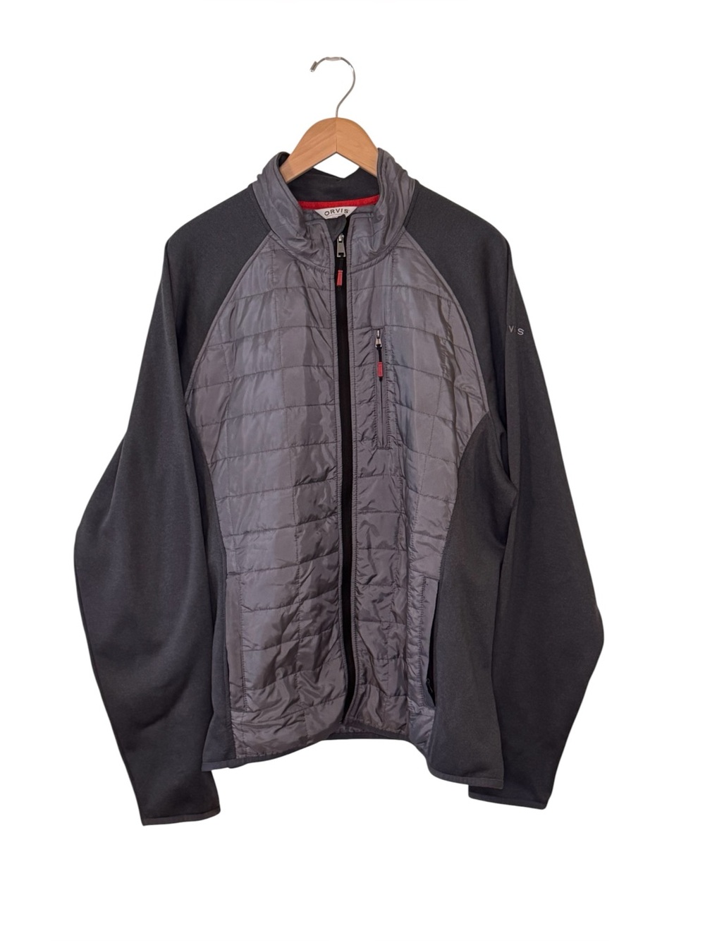 Orvis Men’s Mixed Media Hybrid Quilted Full-Zip Jacket Size XXL Grey Black